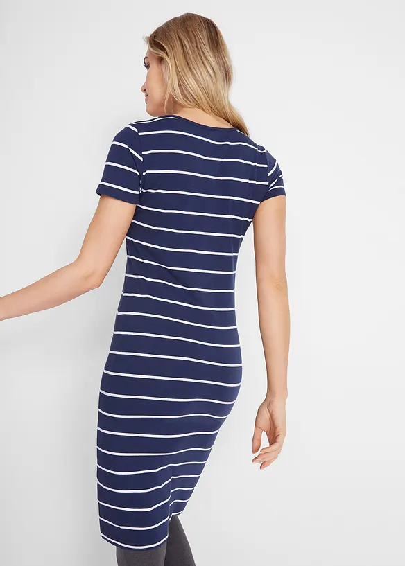 Shirtkleid aus Baumwoll-Stretch in blau von hinten (Totalaufnahme) - bonprix Shirtkleid aus Baumwoll-Stretch in blau von hinten (Totalaufnahme) - bonprix
