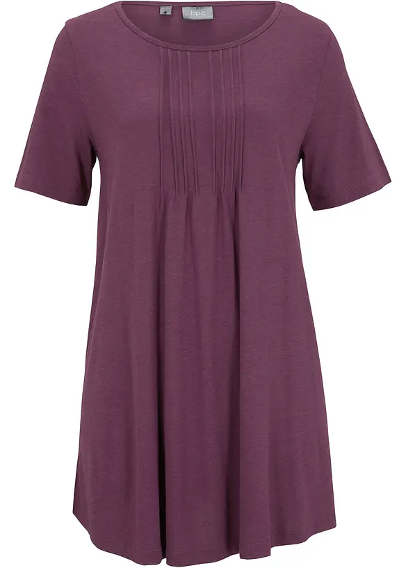 T-Shirt in A-Linien-Form, kurzarm in lila von vorne - bonprix