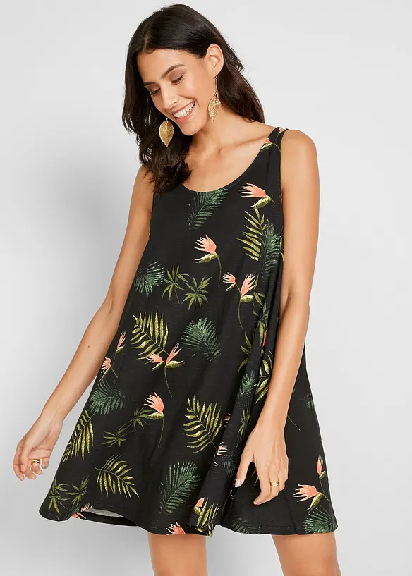 Strandkleid aus reiner Bio-Baumwolle in schwarz von vorne (Totalaufnahme) - bonprix Strandkleid aus reiner Bio-Baumwolle in schwarz von vorne (Totalaufnahme) - bonprix