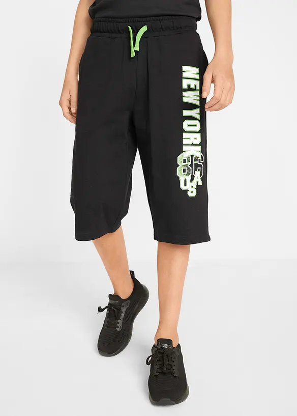 Sweat-Bermuda aus reiner Baumwolle in schwarz von vorne - bonprix
