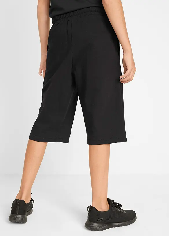 Sweat-Bermuda aus reiner Baumwolle in schwarz von hinten - bonprix