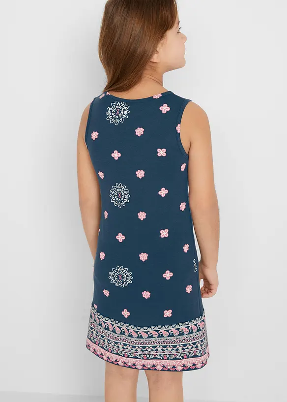 Jerseykleid aus reiner Bio-Baumwolle in blau von hinten (Totalaufnahme) - bonprix