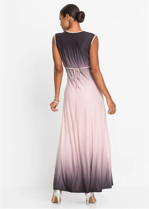Jerseykleid mit Drapierung in rosa von hinten (Totalaufnahme) - bonprix