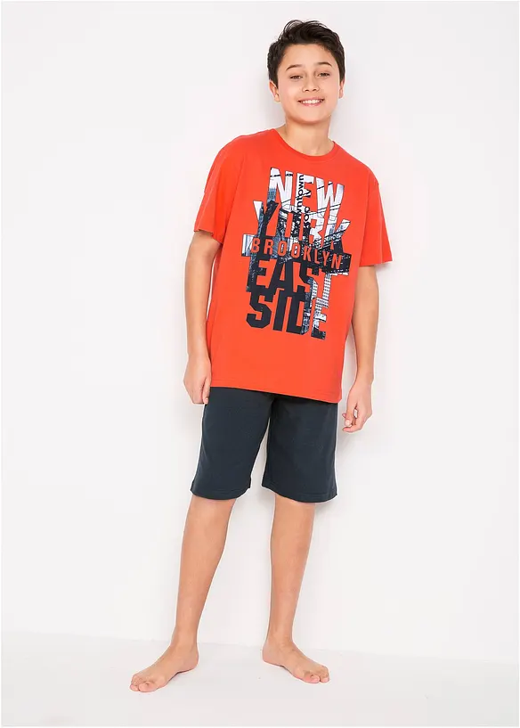 Shorty aus reiner Baumwolle (2-tlg. Set) in rot von vorne (Totalaufnahme) - bonprix