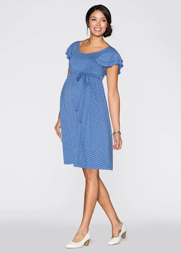 Umstandskleid aus Viskose-Jersey in blau von vorne (Totalaufnahme) - bonprix Umstandskleid aus Viskose-Jersey in blau von vorne (Totalaufnahme) - bonprix