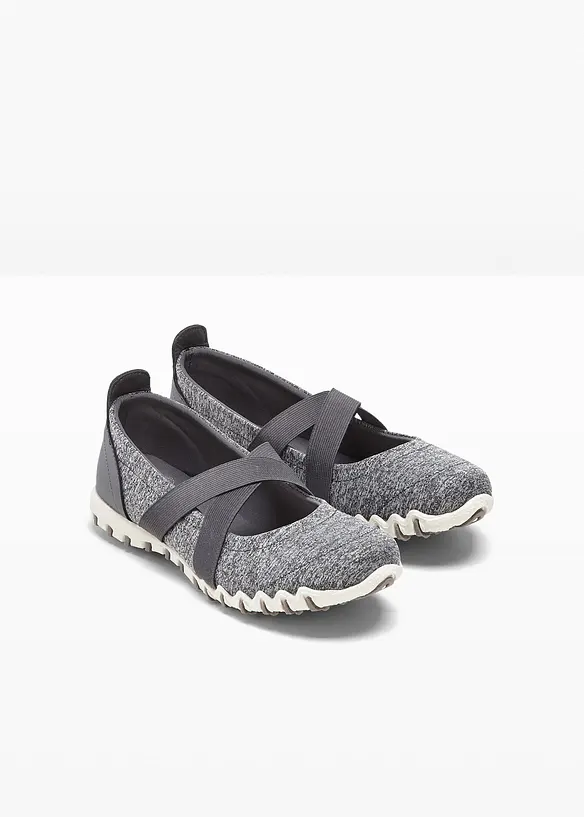 Mary-Janes mit elastischen Riemen in grau - bonprix