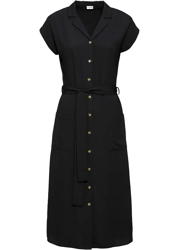 Blusenkleid mit Bindeband in schwarz von vorne - bonprix Blusenkleid mit Bindeband in schwarz von vorne - bonprix