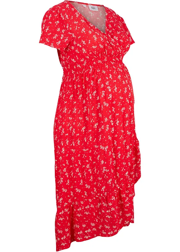 2-in-1 Umstands- und Stillkleid aus Viskose- Crepe in rot von der Seite - bonprix