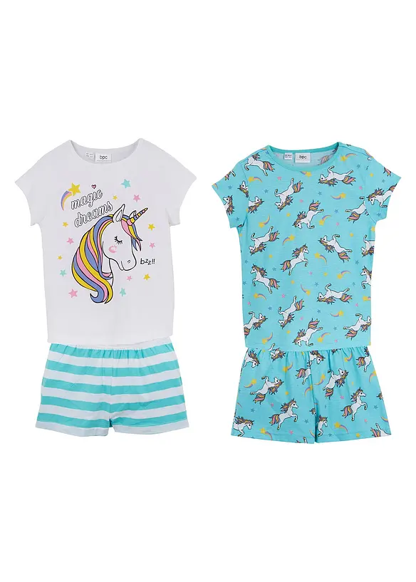 Shorty aus reiner Baumwolle (4-tlg. Set) in blau von vorne - bonprix