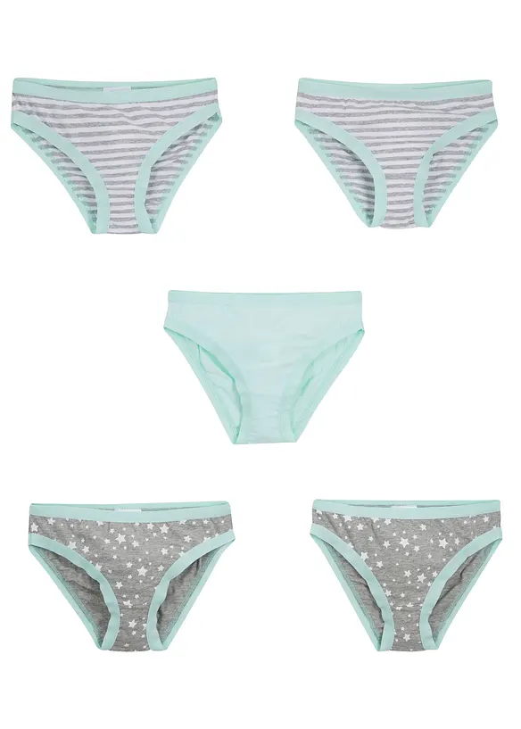 Slip mit weicher Baumwolle (5er Pack) in grau - bonprix