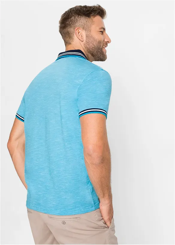 Poloshirt aus reiner Bio-Baumwolle in blau von hinten (im Anschnitt) - bonprix