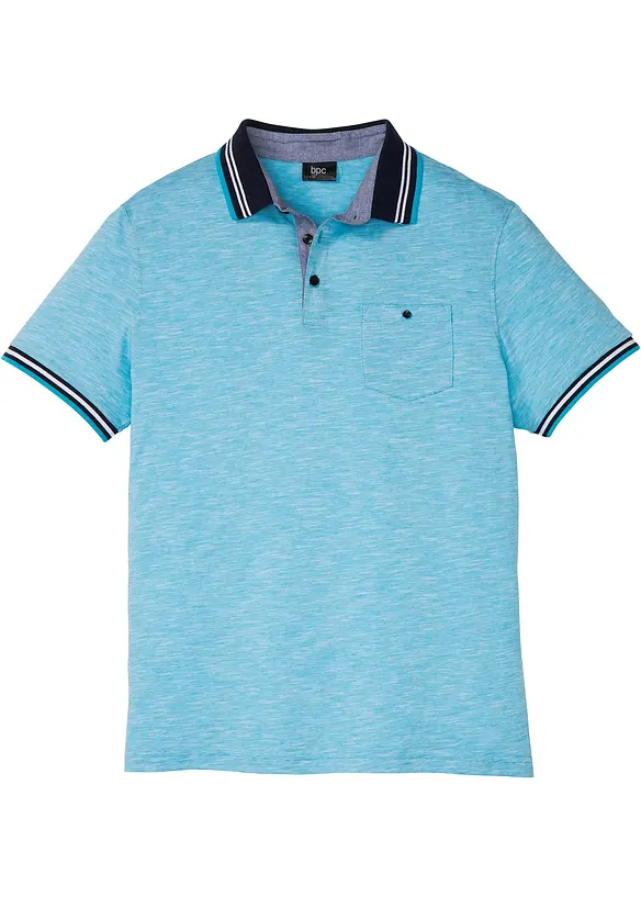 Poloshirt aus reiner Bio-Baumwolle in blau von vorne - bonprix