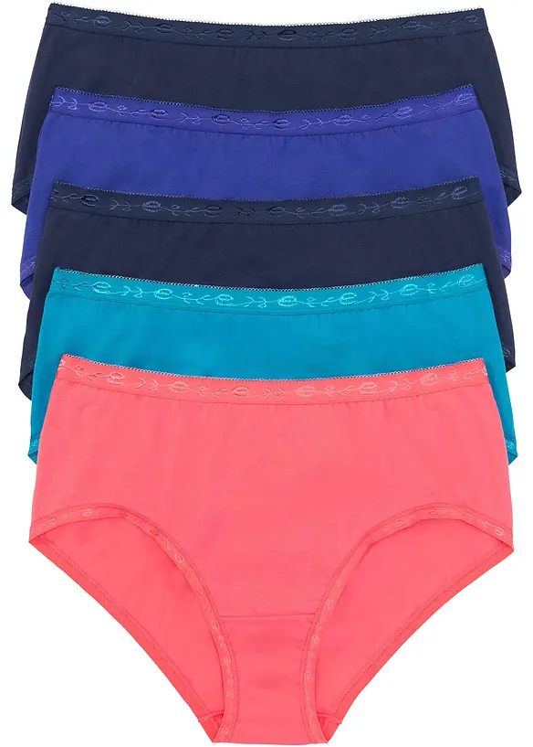 Maxislip  mit weicher Baumwolle (5er Pack) in blau von vorne - bonprix