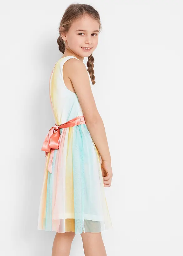 Midikleid aus zarter Spitze und Tüll in weiß von hinten (Totalaufnahme) - bonprix