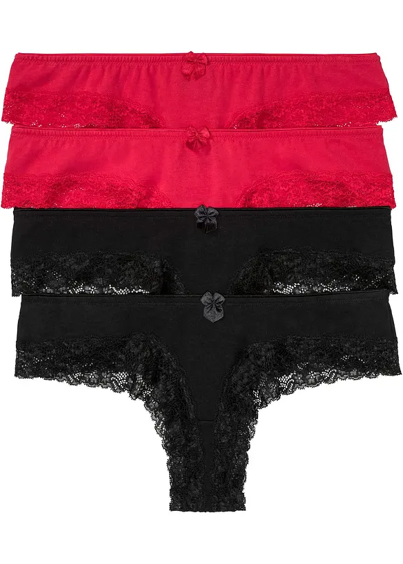 Brazilslip mit weicher Baumwolle (4er Pack) in schwarz von vorne - bonprix
