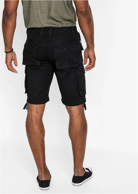 Cargo-Bermuda aus reiner Baumwolle in Regular Fit in schwarz von hinten - bonprix