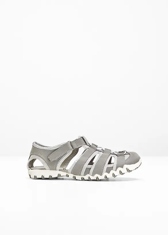 Komfort-Trekkingsandalen mit Profilsohle in grau von vorne - bonprix