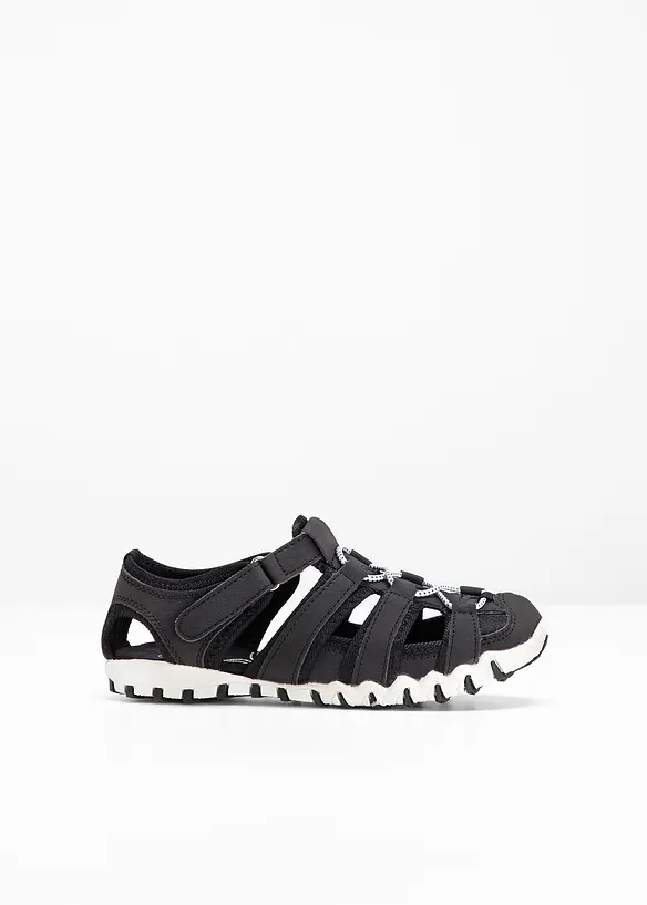 Komfort-Trekkingsandalen mit Profilsohle in schwarz von vorne - bonprix