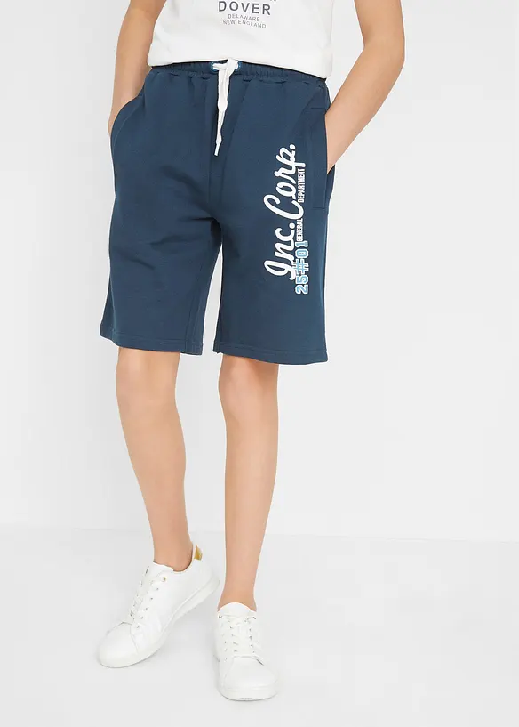 Sweat-Bermuda aus reiner Bio-Baumwolle in blau von vorne - bonprix