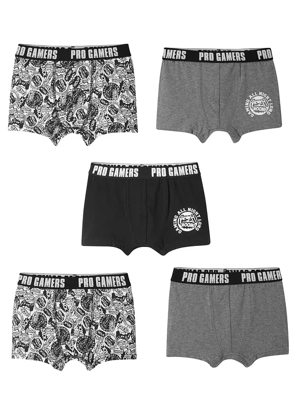 Boxershorts (5er-Pack) in schwarz von vorne - bonprix