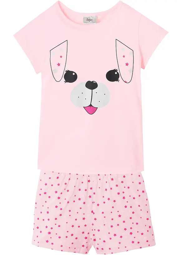 Shorty aus reiner Baumwolle (2-tlg. Set) in rosa von vorne - bonprix