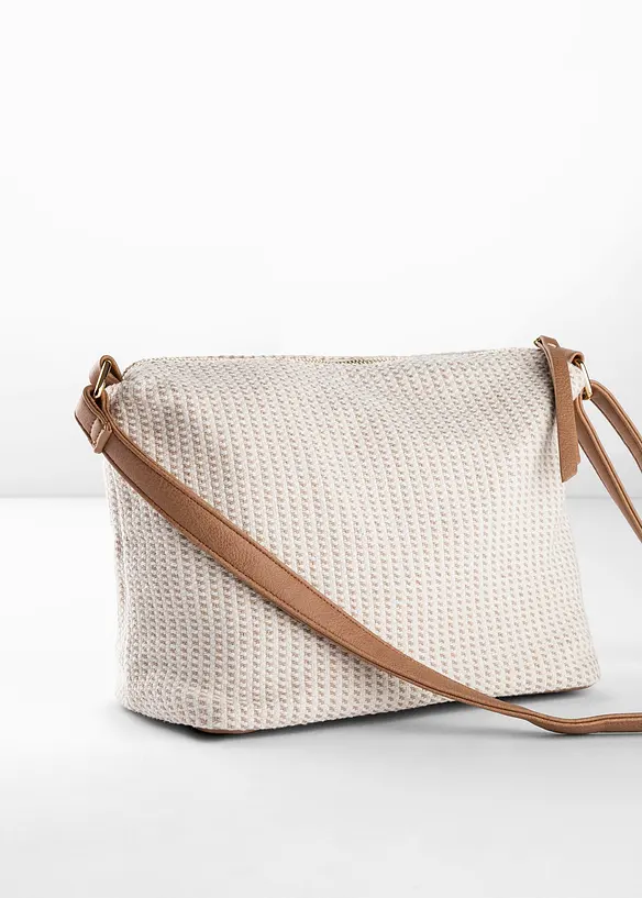 Stoffumhängetasche mit Detail in beige von hinten - bonprix