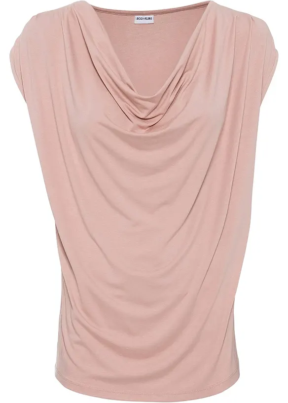 Wasserfall-Shirt aus fließendem Viskose-Mix in rosa von vorne - bonprix