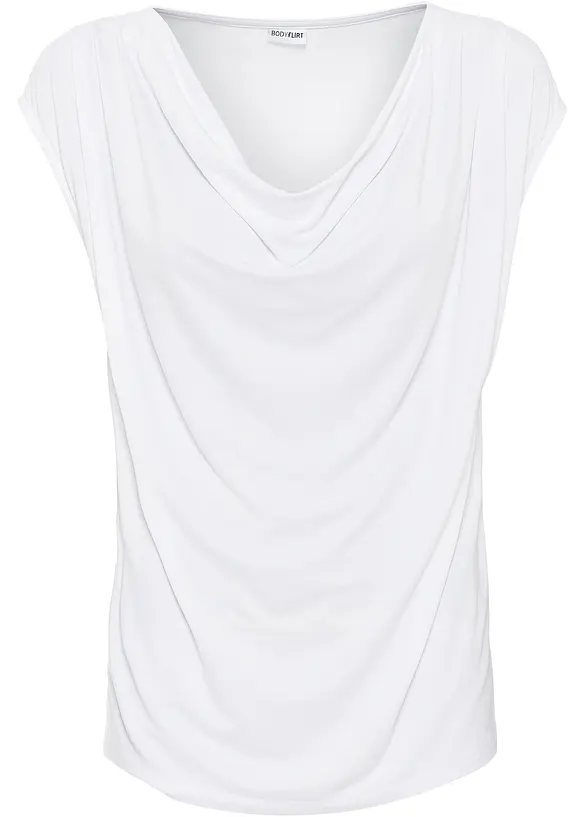Wasserfall-Shirt aus fließendem Viskose-Mix in weiß von vorne - bonprix