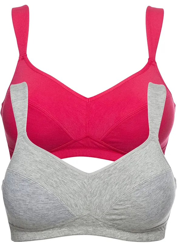 BH ohne Bügel mit Bio-Baumwolle (2er Pack) in pink - bonprix