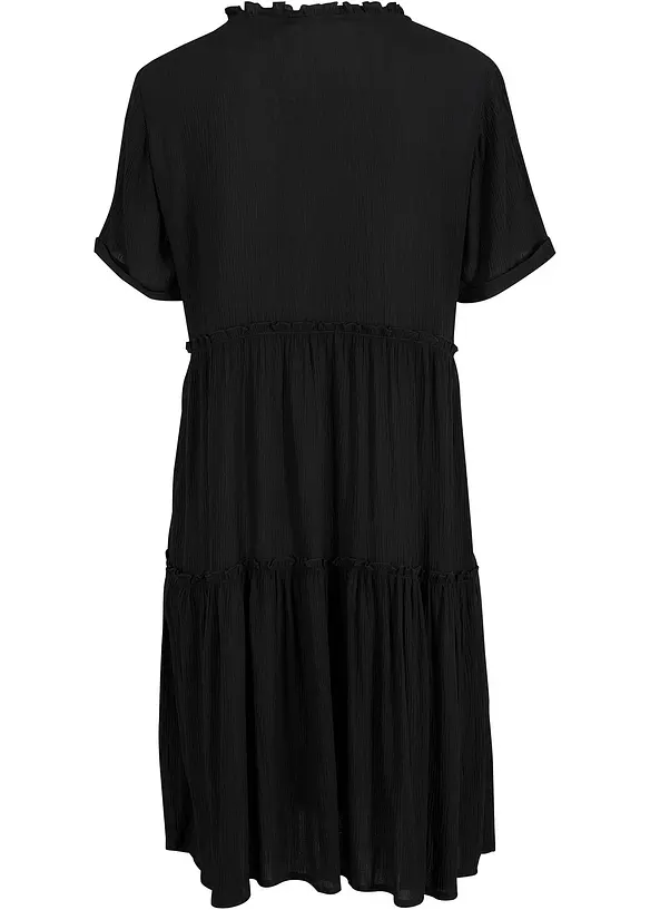 Knieumspielendes Kleid aus strukturierter Viskose in schwarz von hinten - bonprix Knieumspielendes Kleid aus strukturierter Viskose in schwarz von hinten - bonprix