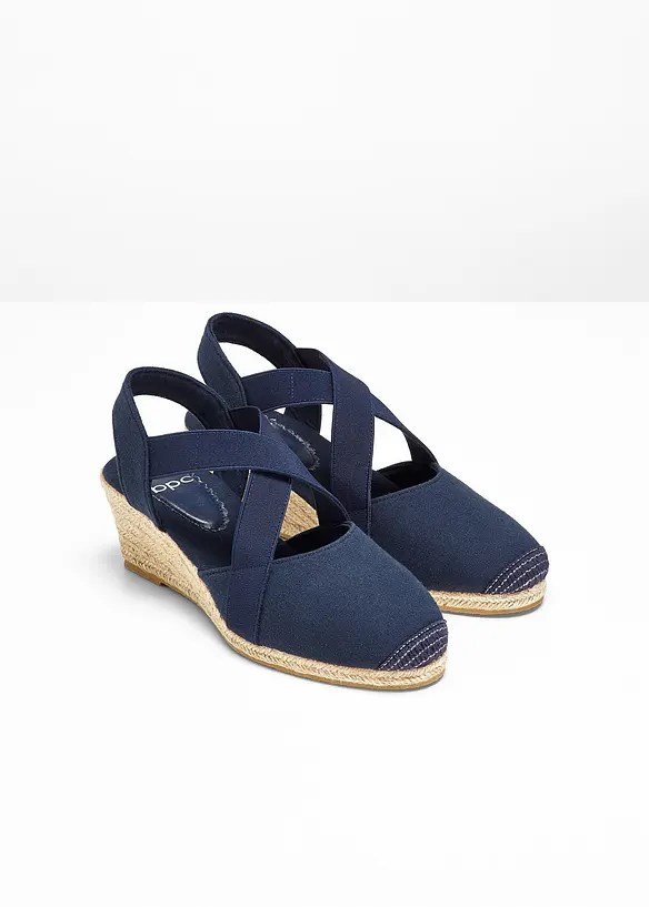 Keilpumps mit elastischen Riemen in blau - bonprix