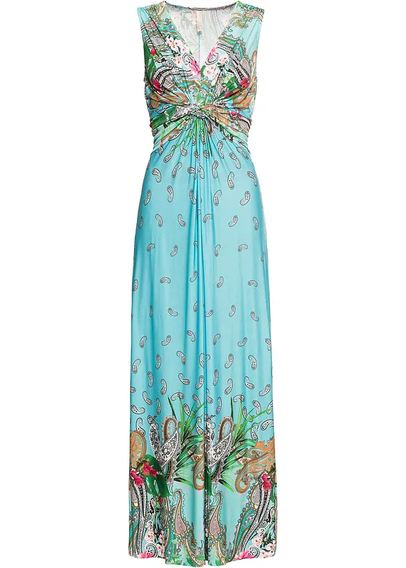 Maxikleid mit dekorativem Knotendetail in blau von vorne - bonprix Maxikleid mit dekorativem Knotendetail in blau von vorne - bonprix