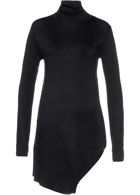 Long-Pullover aus Viskose-Mischung in schwarz von vorne - bonprix Long-Pullover aus Viskose-Mischung in schwarz von vorne - bonprix