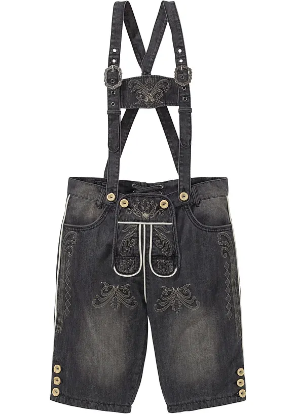 Regular Fit Trachten-Jeans in schwarz von vorne - bonprix