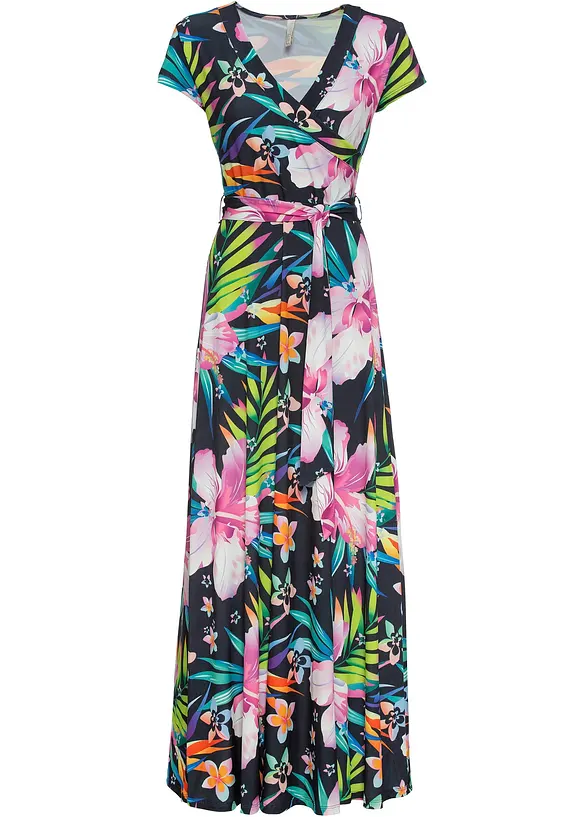 Maxikleid in Wickeloptik in schwarz von vorne - bonprix Maxikleid in Wickeloptik in schwarz von vorne - bonprix