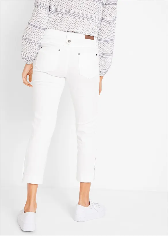 Slim Fit Jeans Mid Waist, cropped in weiß von hinten - bonprix