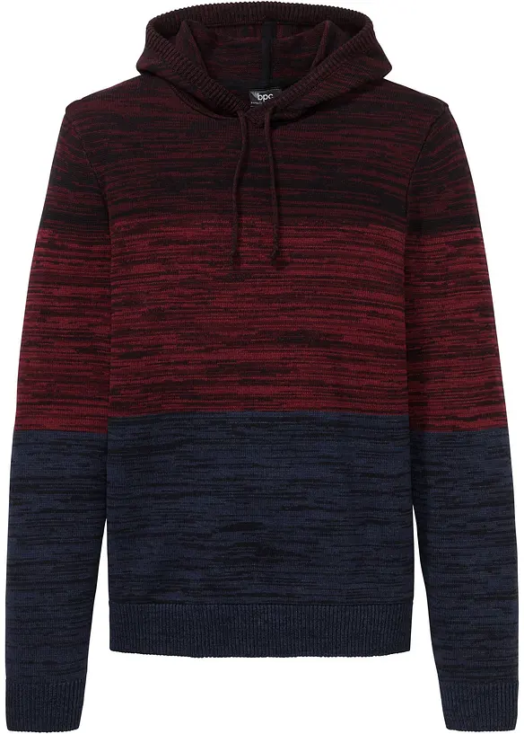 Feinstrick-Kapuzenpullover in Regular Fit in rot von vorne - bonprix