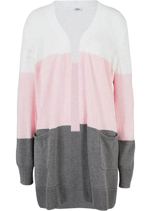Weite Strickjacke, Langarm in weiß von vorne - bonprix Weite Strickjacke, Langarm in weiß von vorne - bonprix