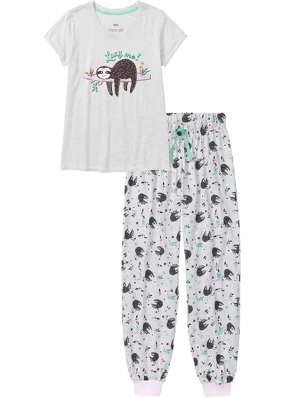 Pyjama mit kurzen Ärmeln in weiß von vorne - bonprix