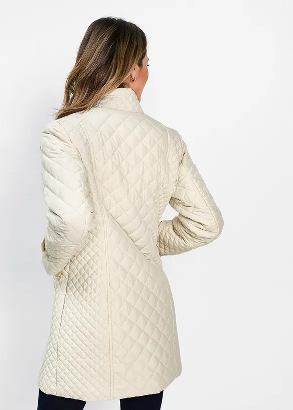 Steppmantel mit hohem Kragen in beige von hinten (Totalaufnahme) - bonprix
