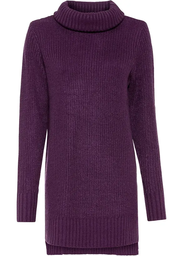 Long-Strickpullover in lila von vorne - bonprix Long-Strickpullover in lila von vorne - bonprix