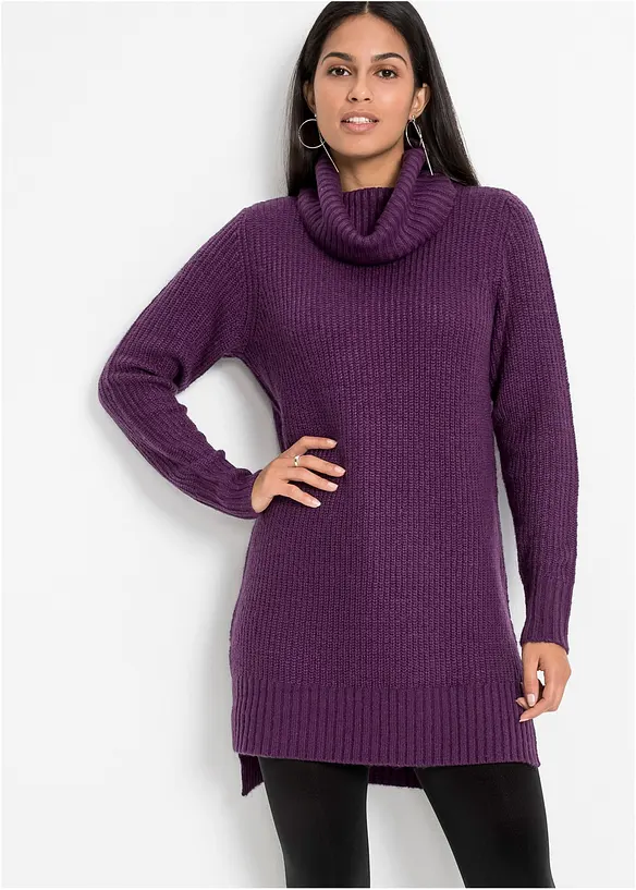 Long-Strickpullover in lila von vorne (im Anschnitt) - bonprix Long-Strickpullover in lila von vorne (im Anschnitt) - bonprix