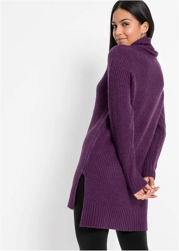 Long-Strickpullover in lila von hinten (im Anschnitt) - bonprix Long-Strickpullover in lila von hinten (im Anschnitt) - bonprix