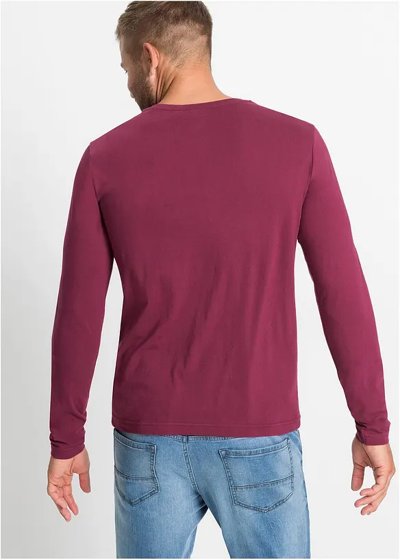 Langarmshirt in Regular Fit (3er Pack) in grau von hinten (im Anschnitt) - bonprix