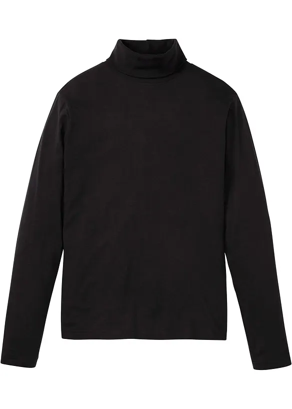 Rollkragenshirt aus reiner Bio-Baumwolle in schwarz von vorne - bonprix