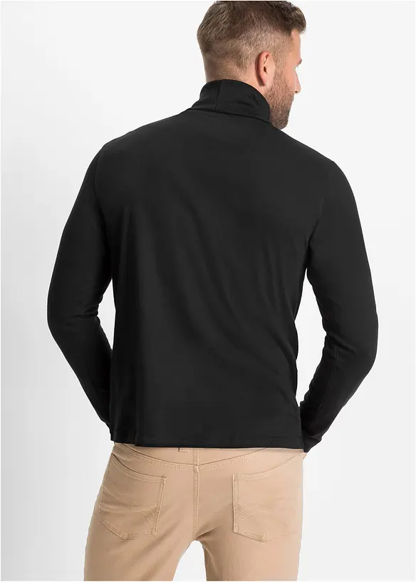Rollkragenshirt aus reiner Bio-Baumwolle in schwarz von hinten (im Anschnitt) - bonprix