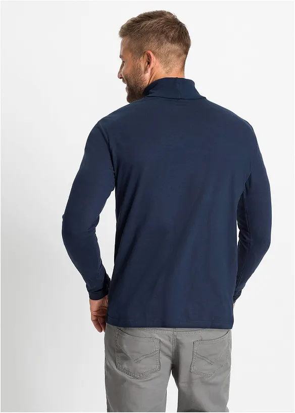 Rollkragenshirt aus reiner Bio-Baumwolle in blau von hinten (im Anschnitt) - bonprix