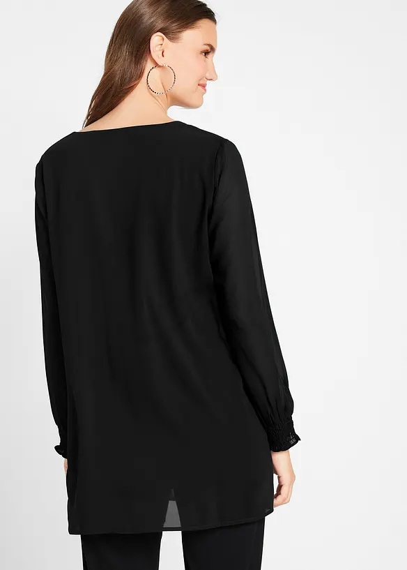 Long- Tunikabluse in schwarz von hinten (im Anschnitt) - bonprix Long- Tunikabluse in schwarz von hinten (im Anschnitt) - bonprix
