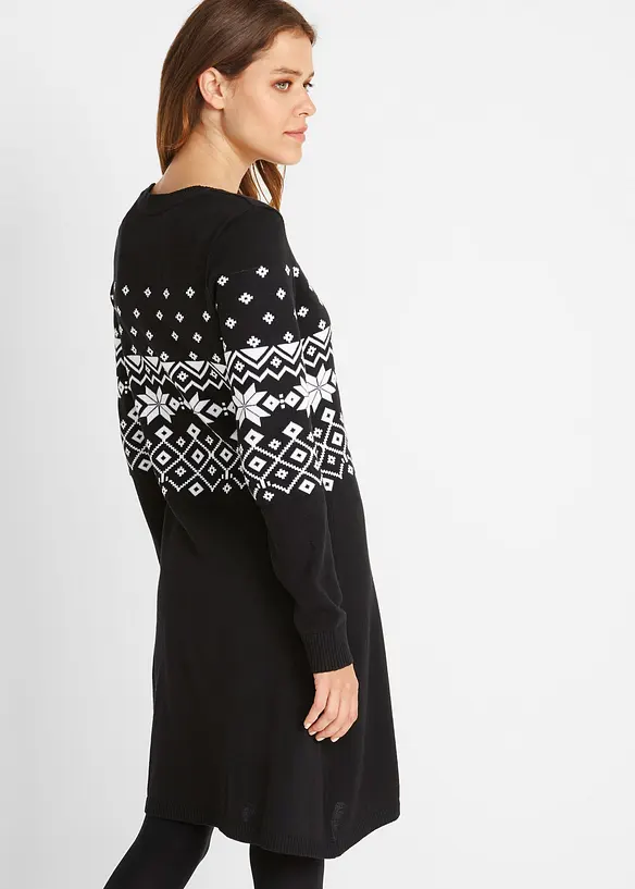Feinstrickkleid aus Baumwoll-Mix in schwarz von hinten (Totalaufnahme) - bonprix Feinstrickkleid aus Baumwoll-Mix in schwarz von hinten (Totalaufnahme) - bonprix
