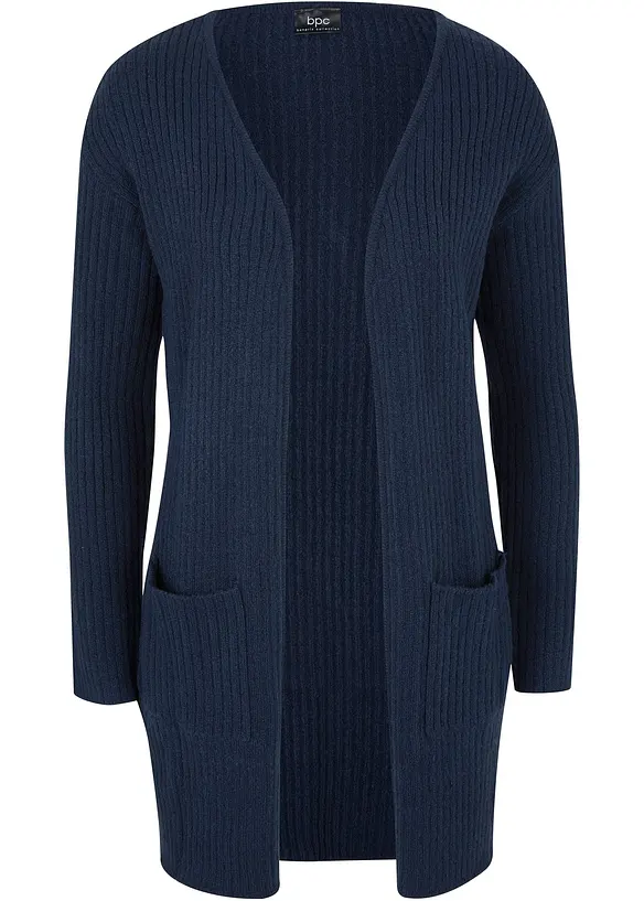 Longstrickjacke in breiter Rippenstruktur in blau von vorne - bonprix Longstrickjacke in breiter Rippenstruktur in blau von vorne - bonprix